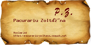 Pacurariu Zoltána névjegykártya